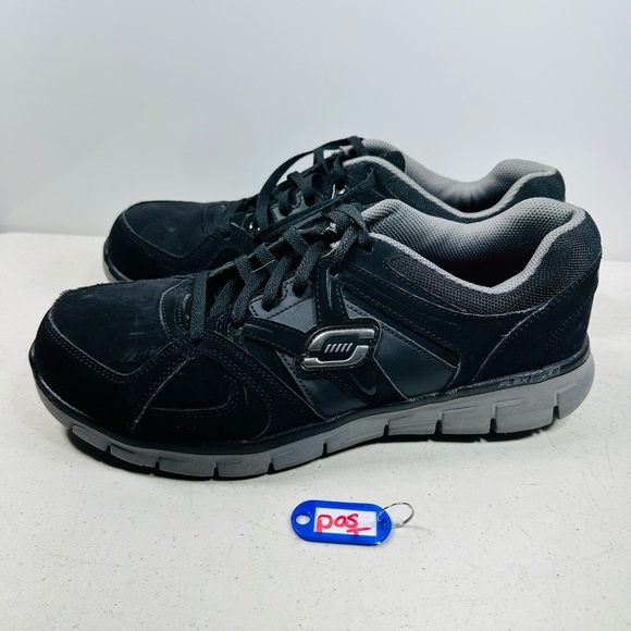 Skechers Shoes Mens 10,5 Synergy Ekron Alloy Toe Work Sneakers 77068 Black